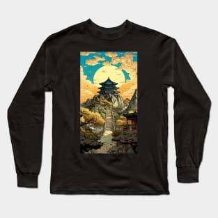 Ethereal East: Intricate Pagoda Landscapes Long Sleeve T-Shirt